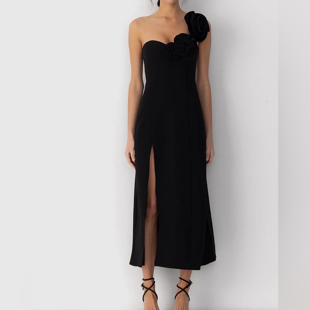 The Wolf Gang black floral midi/maxi dress